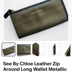 See By Chloé Black and Gold Leather Wallet